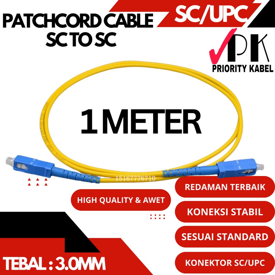 Jual Patchcord SC UPC 1 METER FO 3mm Patch Cord SC-SC 1 Meter (1M ...