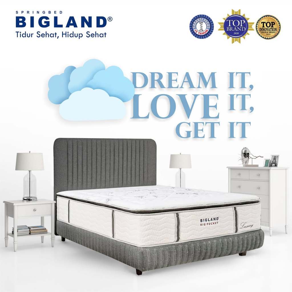 Jual Spring Bed Full Set BIGLAND BIG POCKET LUXURY | Shopee Indonesia