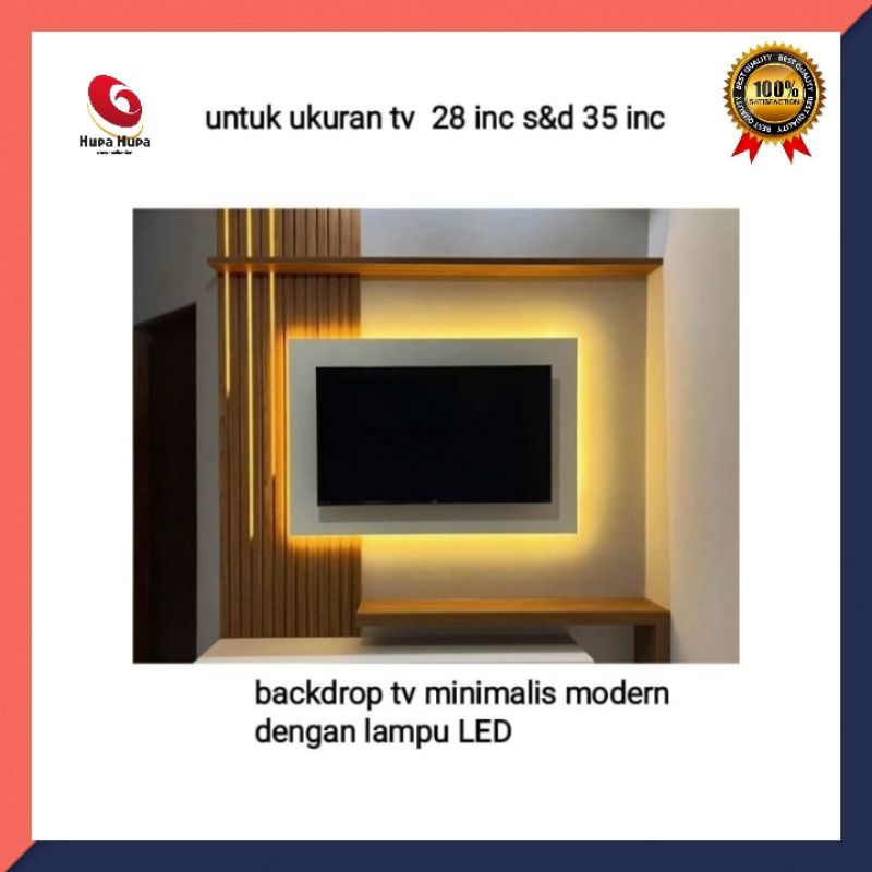 Jual Backdrop tv gantung dinding lampu LED modern minimalis ukuran tv ...