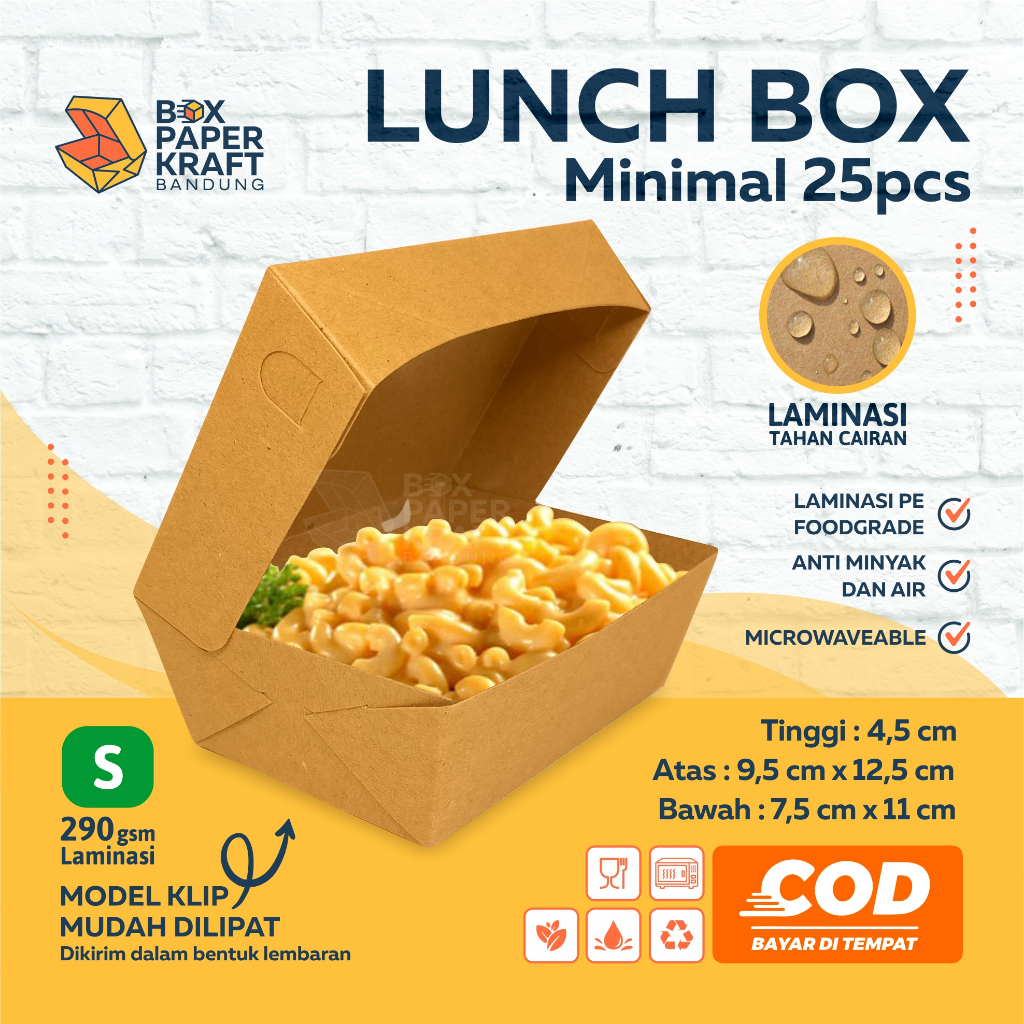 Jual Lunch Box Size S 290gsm Kotak Makan Kertas Paper Box Kraft Dus ...