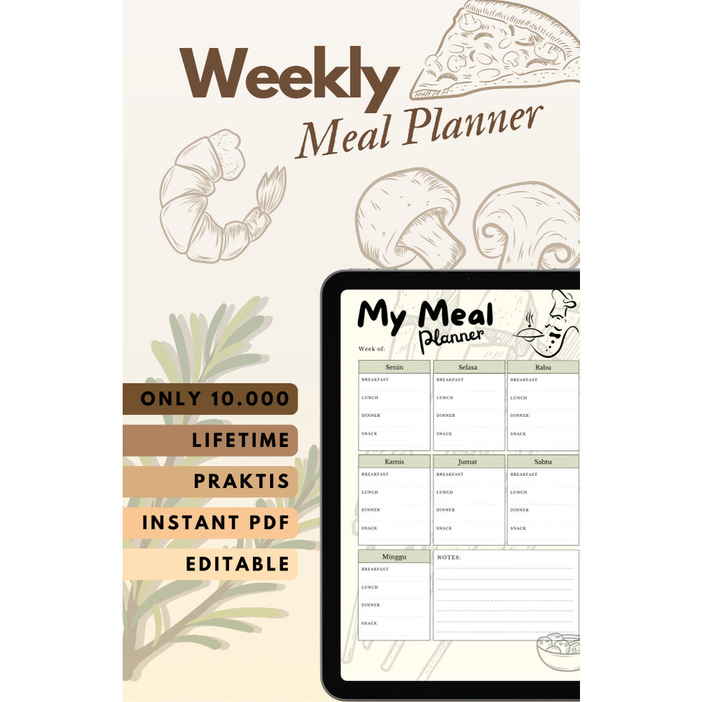 Jual Template Meal Plan Praktis Rencana Makan Sehat Mudah Setiap