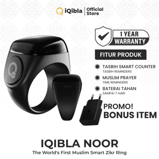 iQibla Zikr Ring Noor N01 Cincin Tasbih Digital Hitung Zikir Harian Muslim Modern Baterai Tahan Lama Cincin Zikir Bonus Adaptor