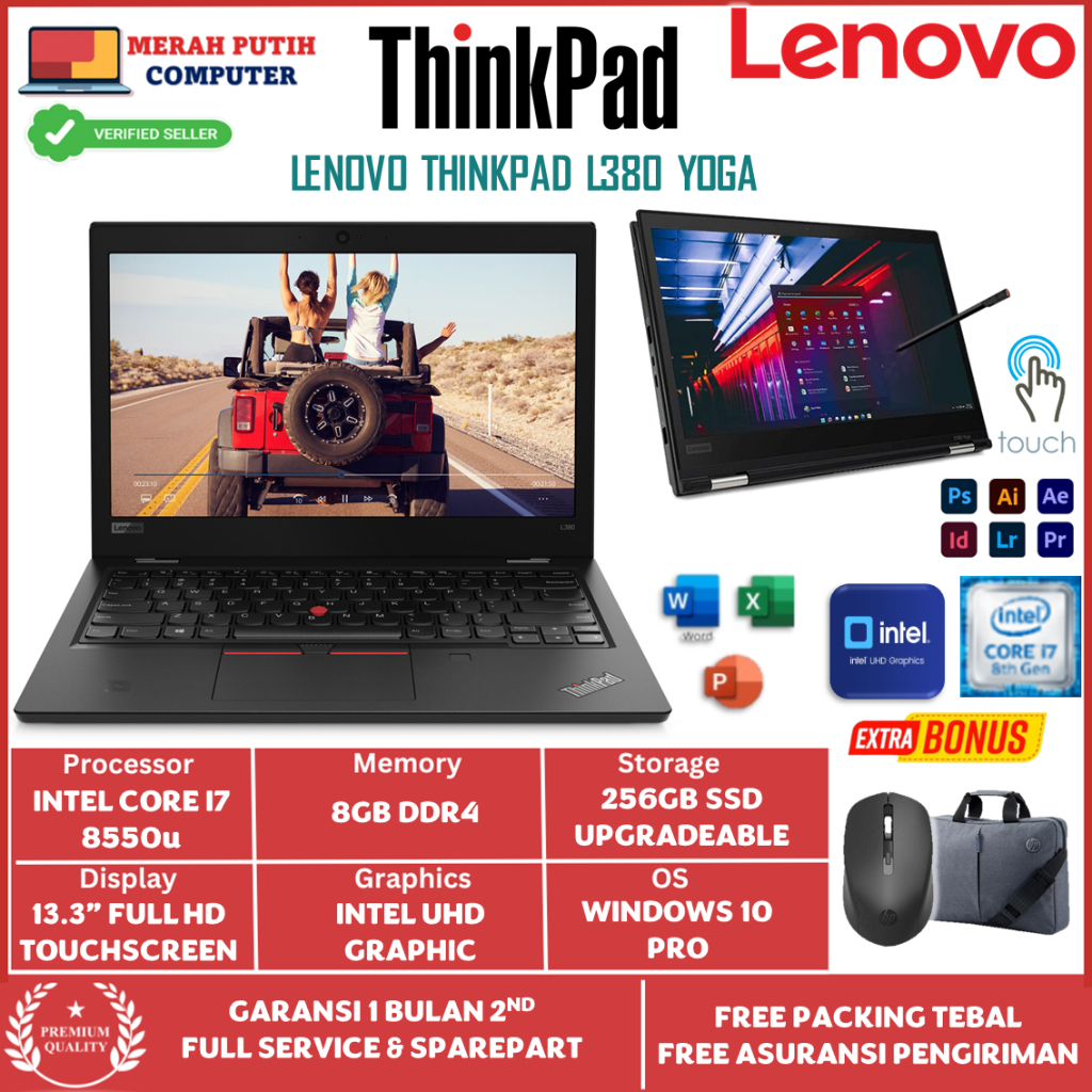 Jual Laptop Murah Lenovo Thinkpad L380 Yoga Intel I7 8550U Ram 8GB 1TB ...