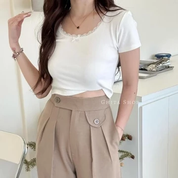 GF Celana Kulot Wanita Loose Pants Highwaist ORO PANTS Variasi Kancing Anti Kusut Bahan Jatuh
