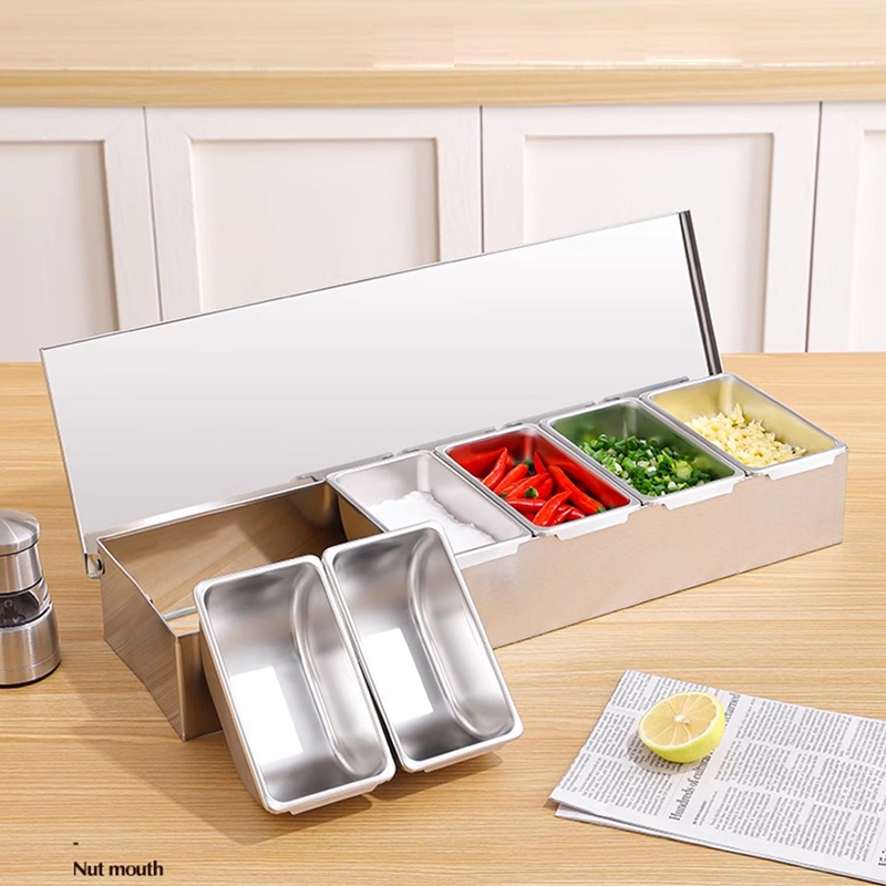 Jual 6 in 1 Kotak Bumbu Dapur Stainless Seasoning Box Rempah Spices ...