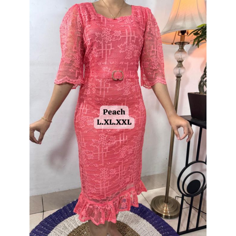 Jual Dress Bahna Renda Berlapis Katun Model Baru Belt | Shopee Indonesia