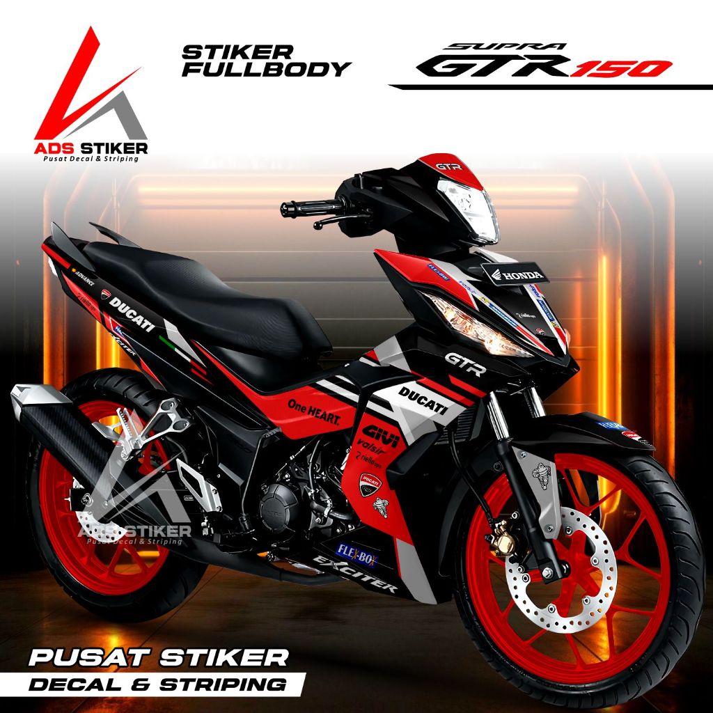 Jual (COD) Decal Stiker Supra GTR 150 Design Givi Ducati | Shopee Indonesia