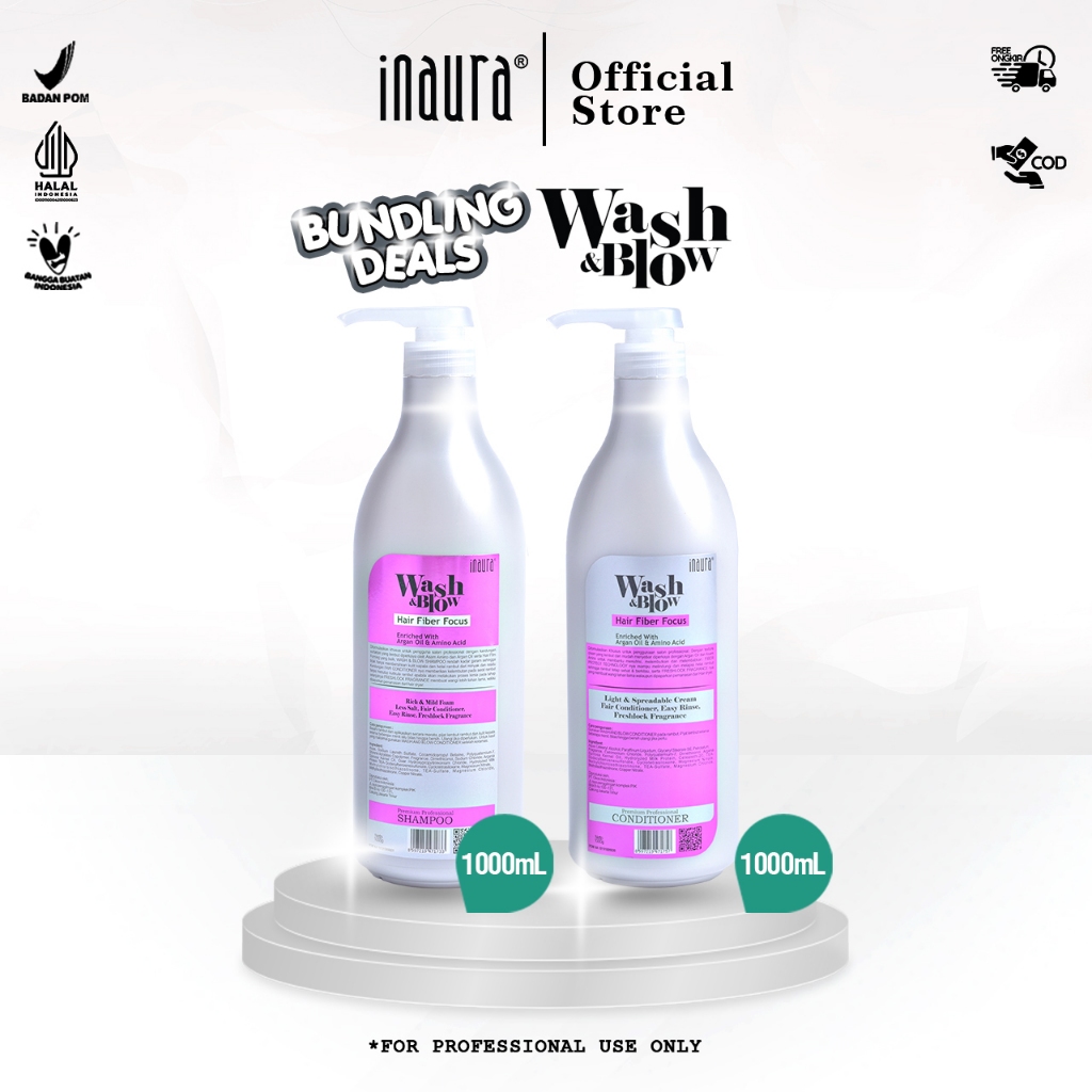Jual Inaura Wash & blow shampoo & conditioner 1000ml (Botol) paket ...