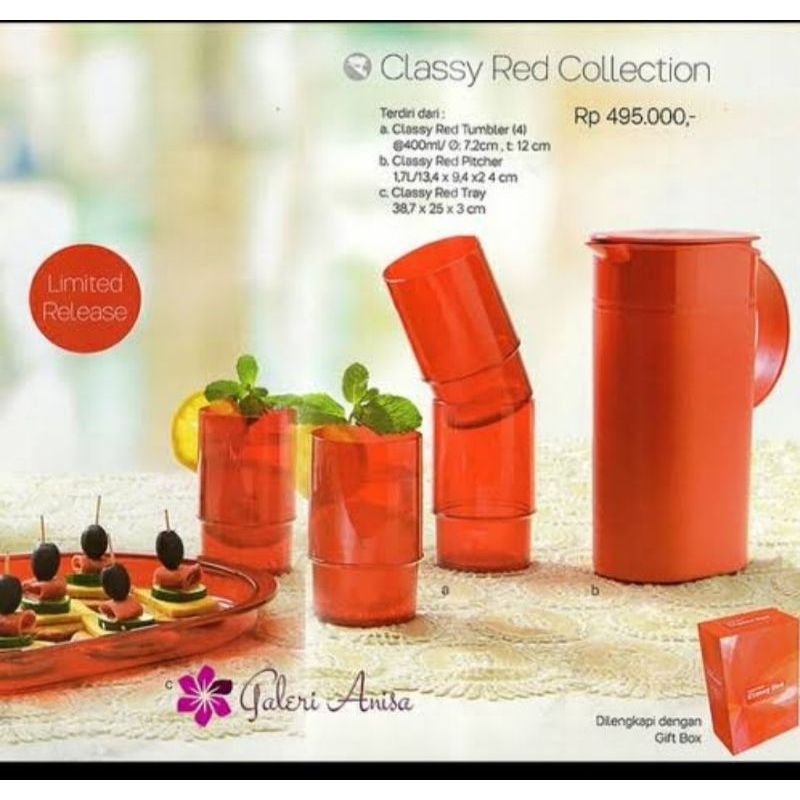 Jual Tupperware Classy Red Collection Gelas Tupperware Pitcher ...