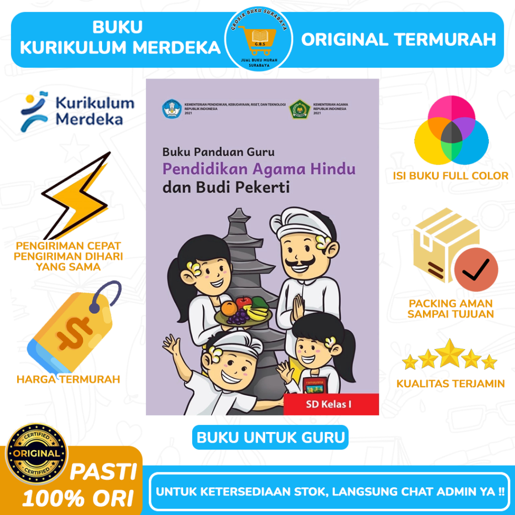 Jual Buku Panduan Guru Agama Hindu Kelas 1 SD - Kurikulum Merdeka ...