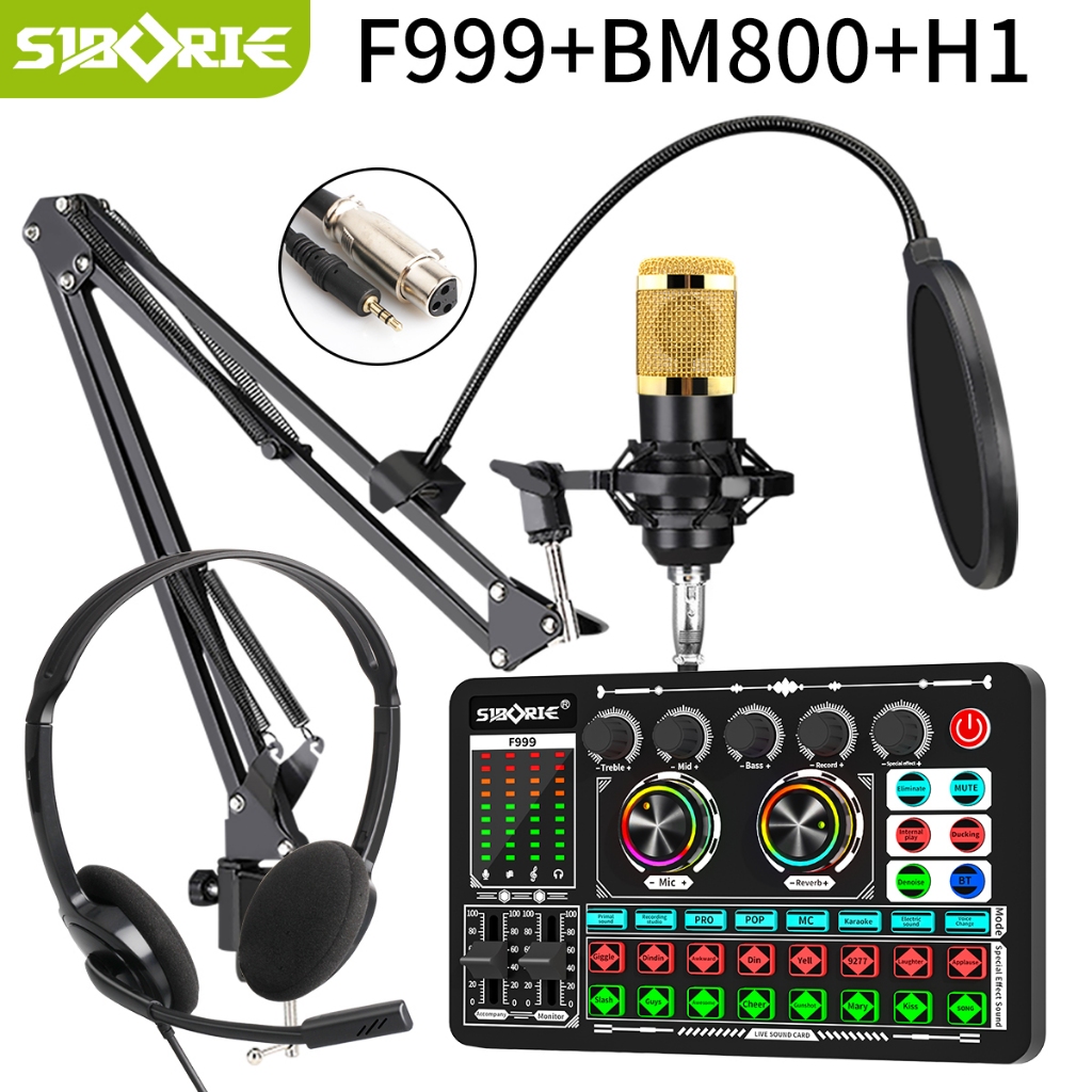 Jual Siborie F999+BM800+H1 paket lengkap soundcard mic headphone