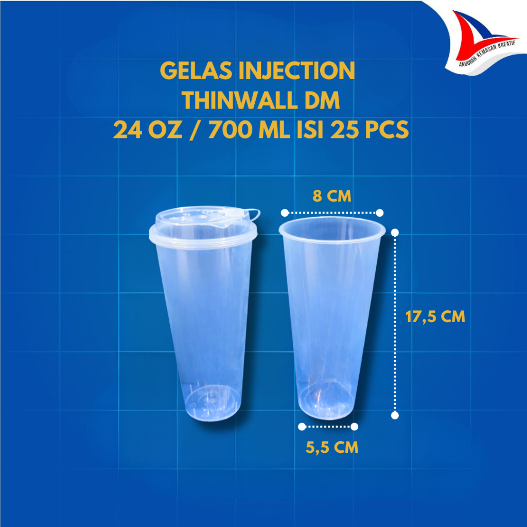Jual Gelas Cup Inject DM Ukuran 500 ML 700 ML Injection Cup + Tutup isi ...