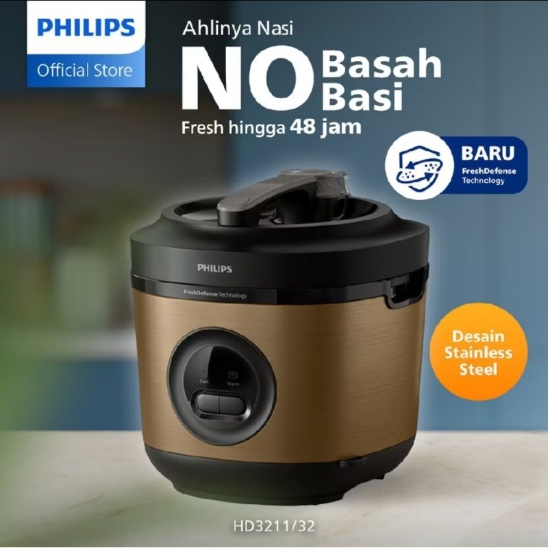Jual PHILIPS Rice Cooker 1,8L Premium 3000 series - HD 3211 - 100% ...