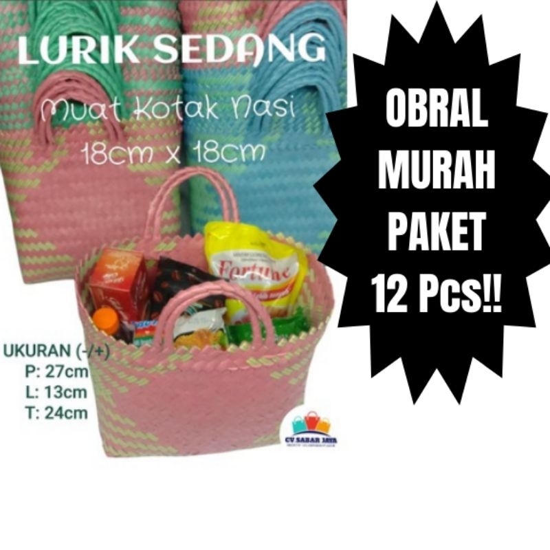 Jual OBRAL MURAH 12 pcs lurik kombinasi sedang (M) totebag anyaman ...