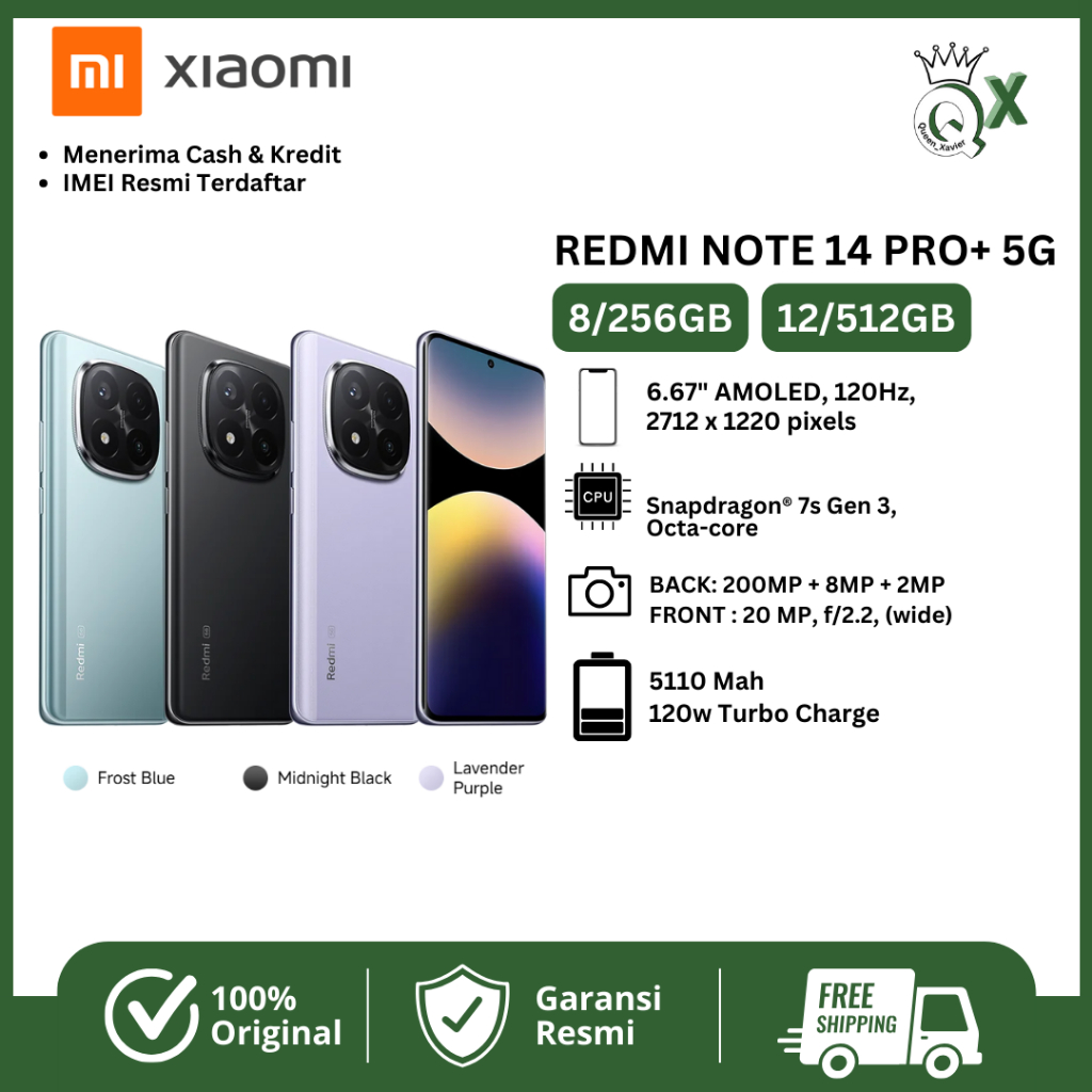 Jual Xiaomi Redmi Note 40 Pro+ 5G RAM 8/256GB 12/512GB Garansi Resmi 12 ...