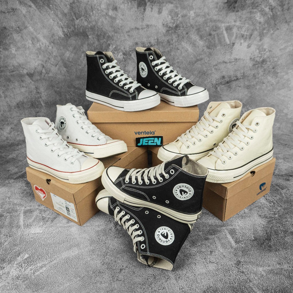 Jual Sepatu Ventela Classic Back To 70s High Original Black White