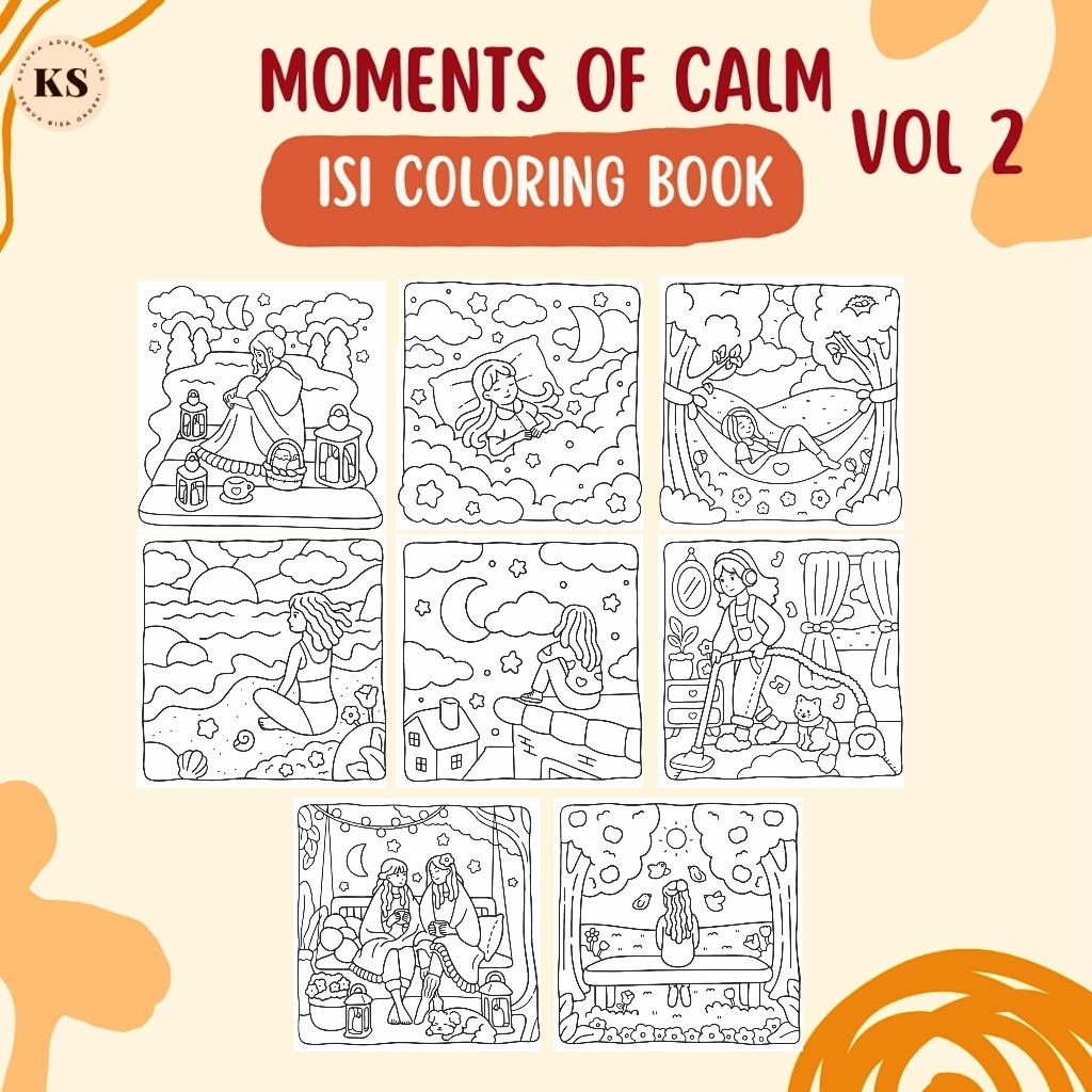 Jual MOMENTS OF CALM VOL 2 Healing Coloring Book For Adults And Kids ...