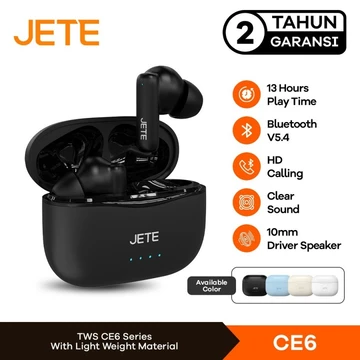 JETE CE2 TWS Earbuds Headset Bluetooth IPX5 Garansi 2 Tahun