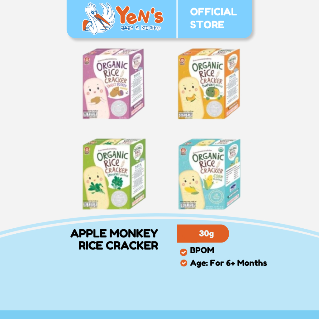 Jual Apple Monkey Rice Cracker 30gr - Crispy & yummy | Shopee Indonesia