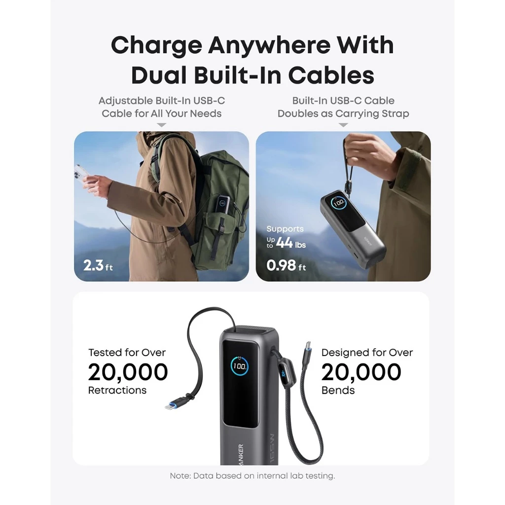Anker Laptop Power Bank Smart Digital Display Touch 25.000mAh Triple 100W USB-C ports 165W GaN Fast Charging PPS PD 3.0