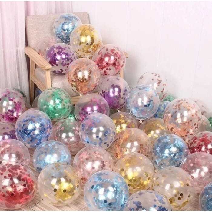 [Paket] Balon Latex Confetti 10pcs Balon 12inch Bening Transparan