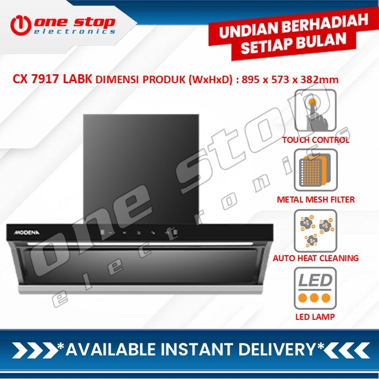 Jual MODENA CX 7917 LABK / CX7917LABK Cooker Hood Chimney 90cm | Shopee ...