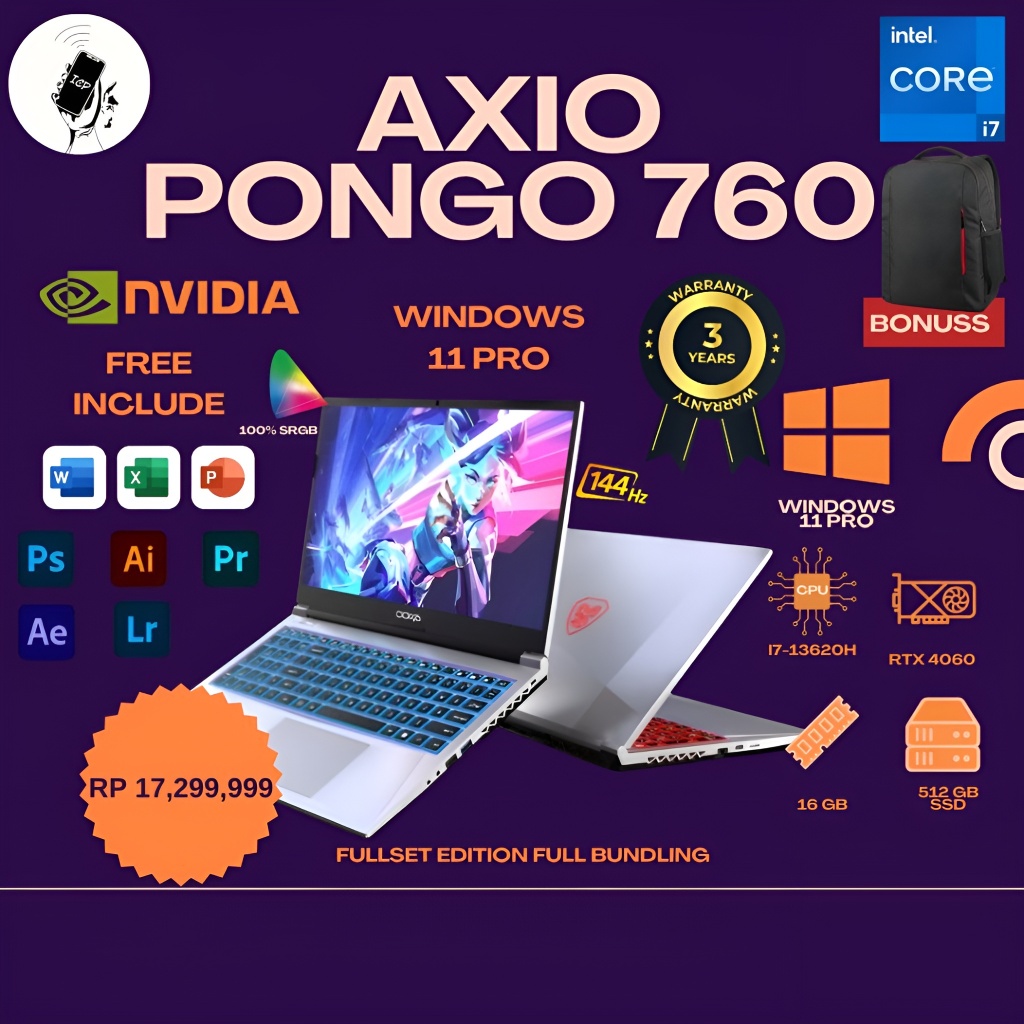 Jual Intel Core i7 AXIO Pongo 760 Laptop Full Set Edition | Shopee ...