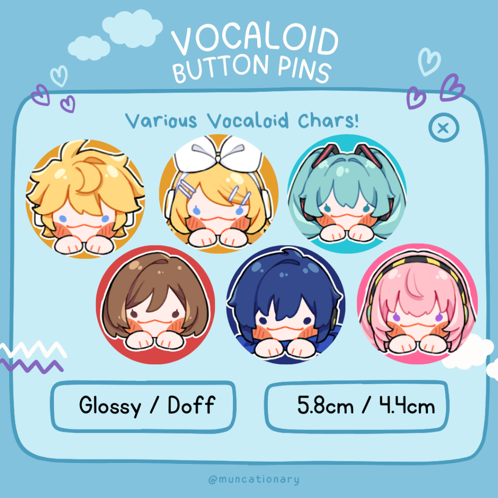 Jual [Muncationary] Button Pin Doff and Glossy Vocaloid Fanmerch ...