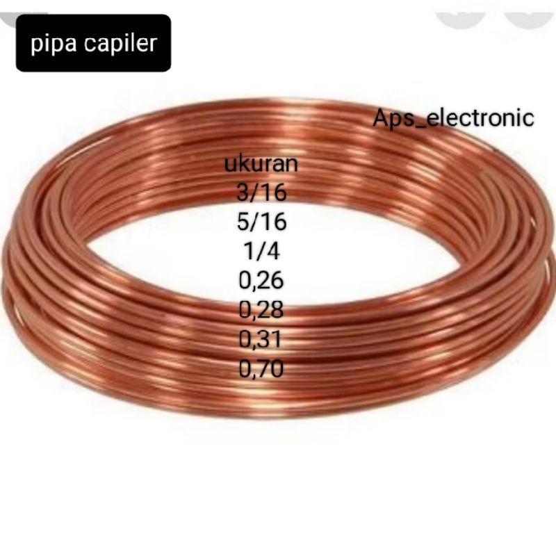 Jual Pipa kapiler tembaga bermacam ukuran 3/16 1/4 0,26 0,28 0,31 0,70 ...