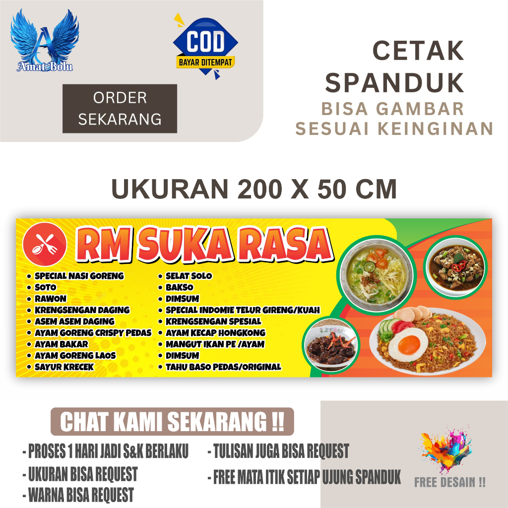 Jual Cetak Spanduk Banner RM Suka Rasa Costom Desain | Shopee Indonesia