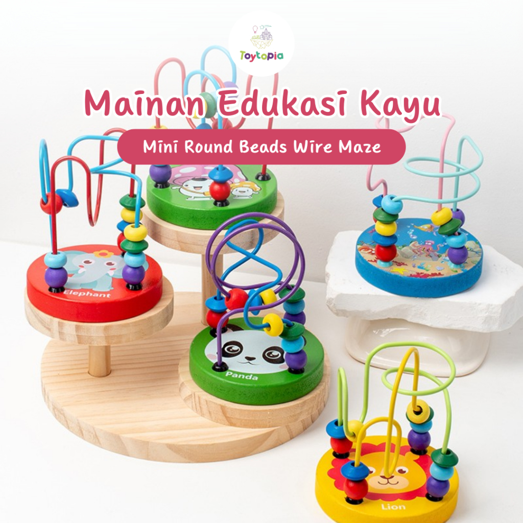 Jual Mainan Edukasi Kayu Mini Round Beads Wire Maze Game Alur Kawat ...
