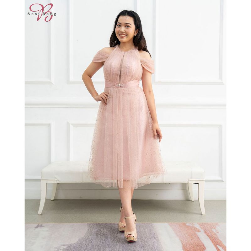 Jual Gaun Pesta 4065 Rose Pink, Navy & Ice Blue | Shopee Indonesia