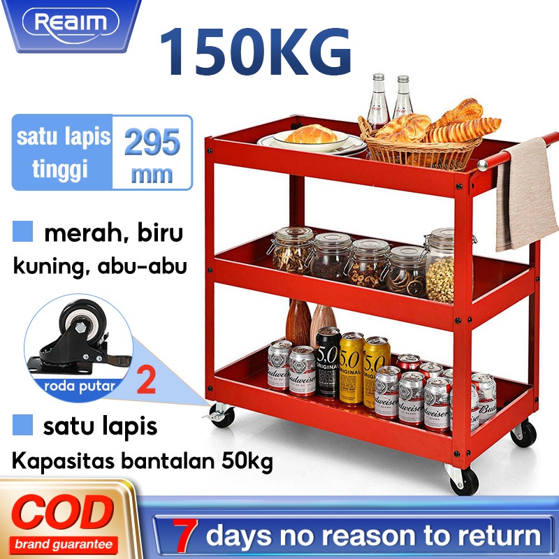 Jual Reaim Bengkel Rak 3 Susun Perkakas Troli Barang Trolley Kotak ...