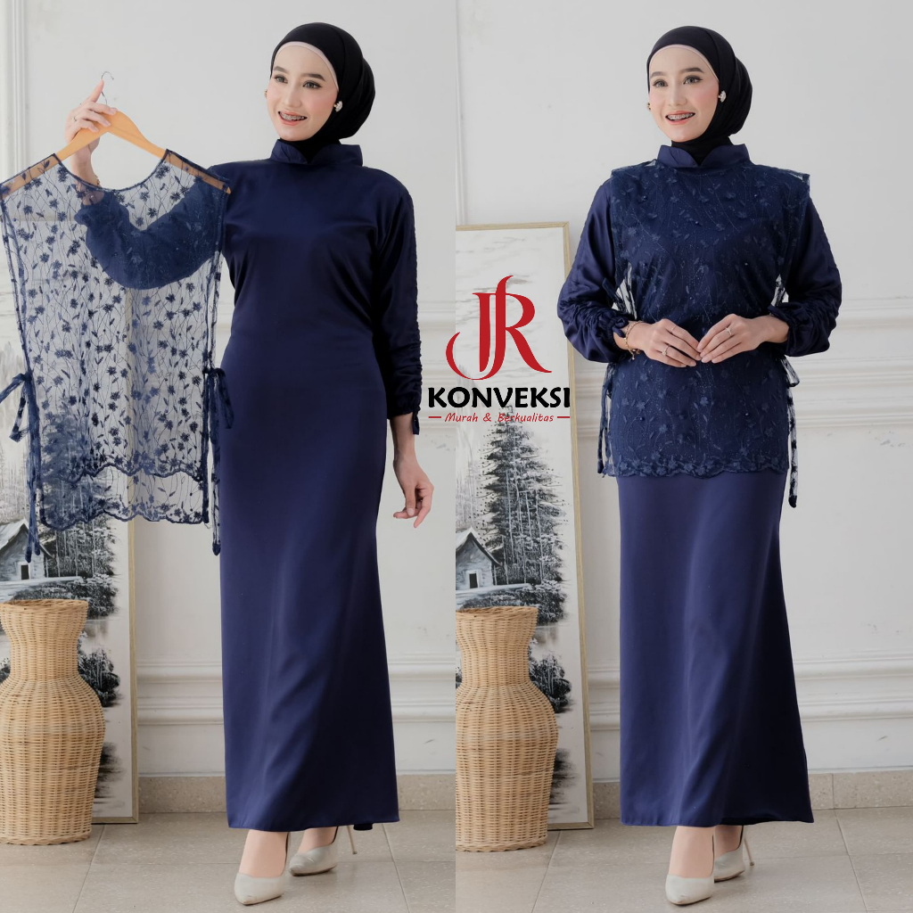 dress brokat kombinasi satin Jual Viola Dress Kondangan Satin Kombinasi Brokat Tile Bisa Dilepas Pasang  - Dress Pesta Two In One - Outer Vest Brokat Tile - Gaun Pesta Bridesmaid  Seragaman - Model Duyung