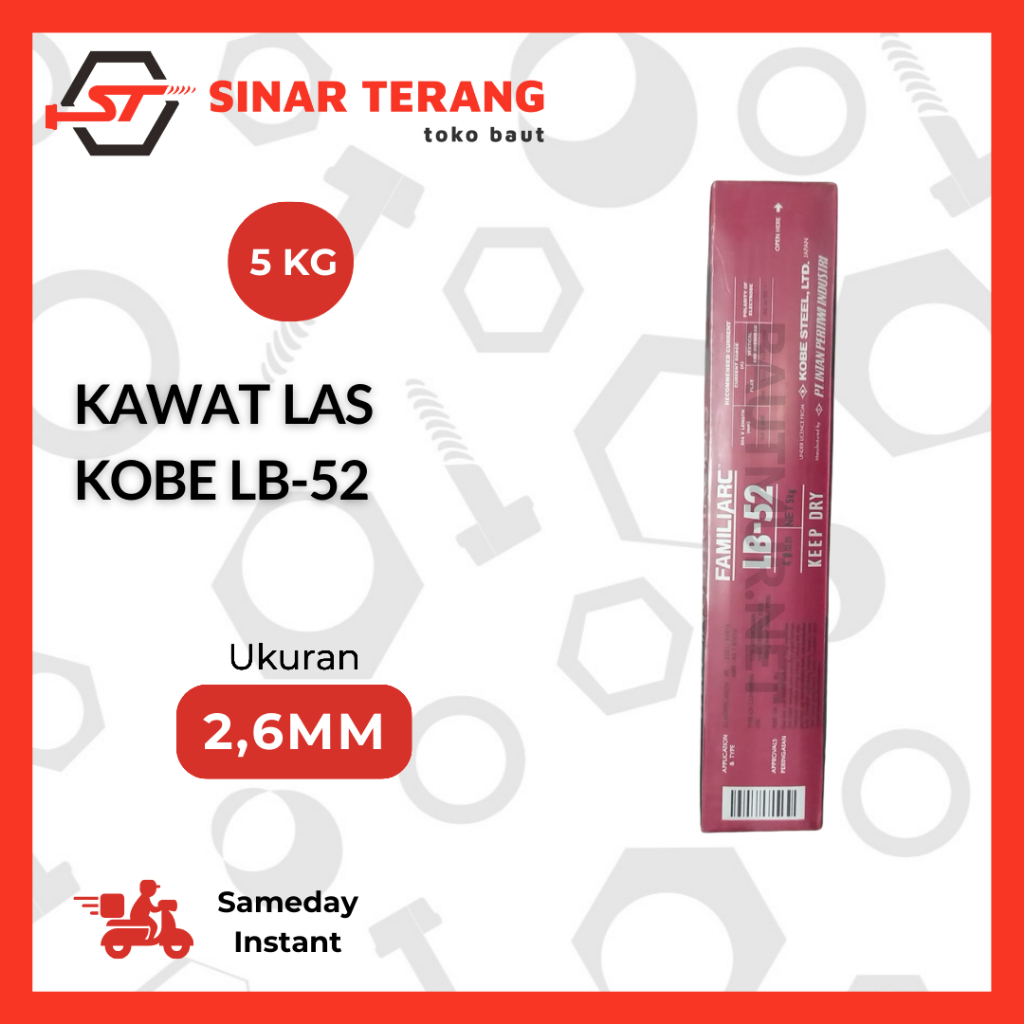 Jual (5kg) KOBE STEEL LB52 2.6mm Kawat Las / KOBE LB 52 Welding ...