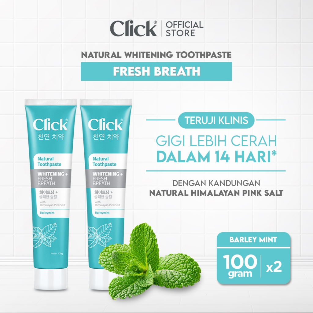 Jual Click Natural Toothpaste Whitening + Fresh Breath Twin Pack ...