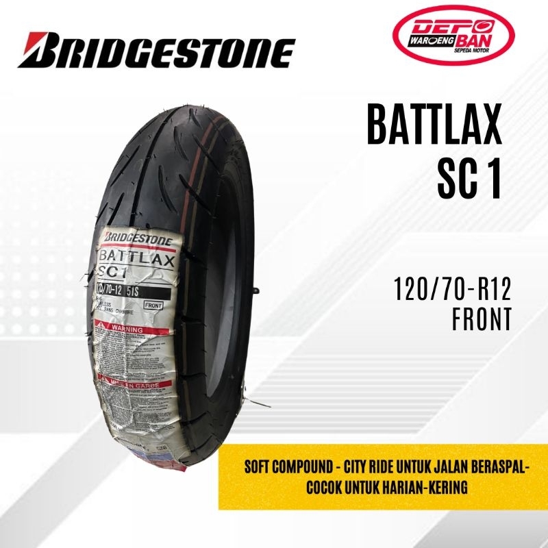 Jual BAN MERK BRIDGESTONE TYPE BATTLAX SC 1 UKURAN 120/70-R12 ( FRONT ...