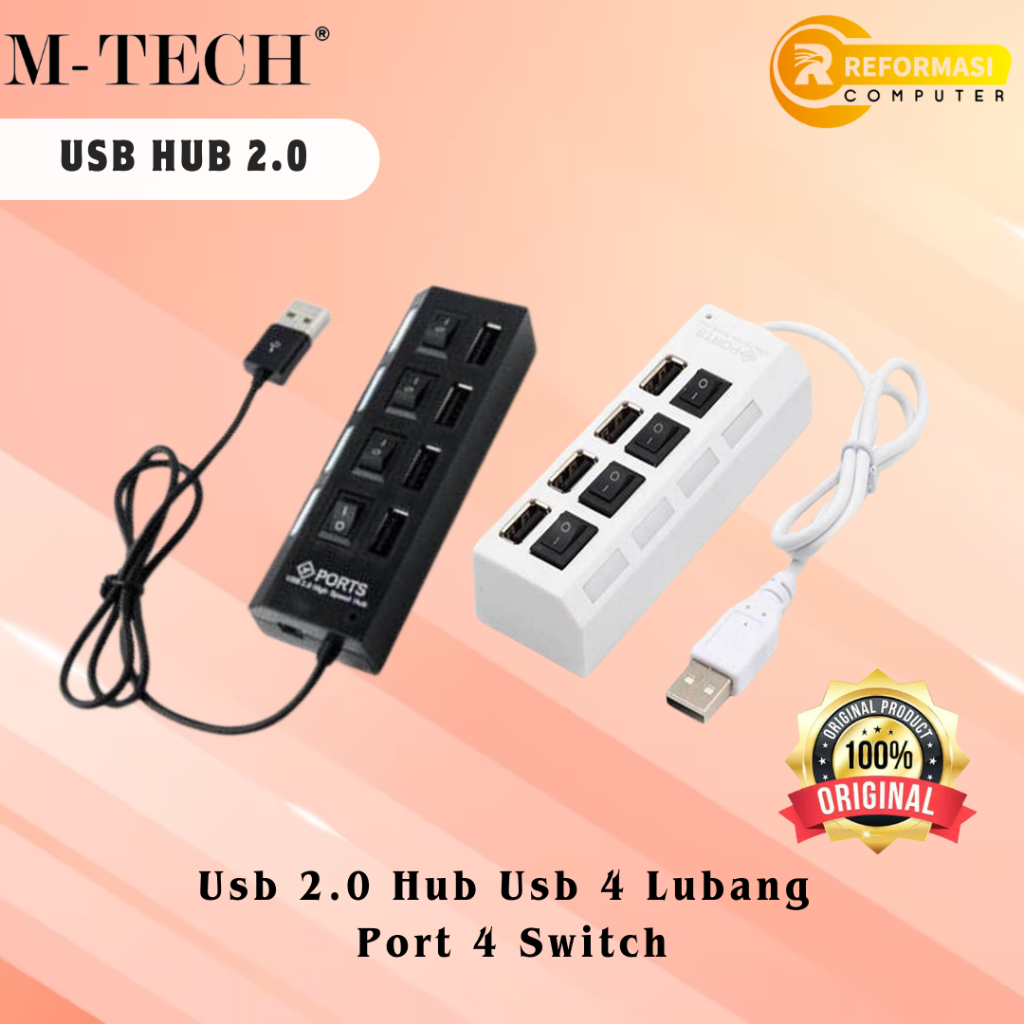 Jual M-TECH USB HUB / Mtech SKALAR 4 PORT ON/OFF USB 2.0 | Shopee Indonesia