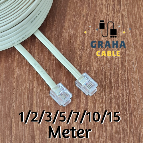 Jual Kabel LINE Telpon/Telepon + Pin RJ11 1/2/3/5/7/10/15 Meter ...