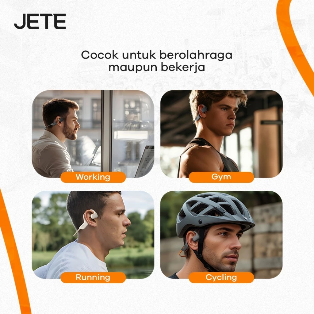 JETE OpenTune Open Ear Sport Headset Olahraga - Headset Lari - Air Conduction Garansi 2 Tahun