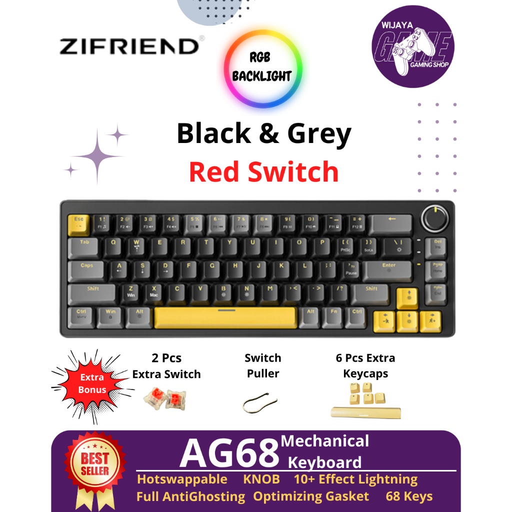 Jual ZIFRIEND AG68 Mechanical Gaming Keyboard KNOB Gasket Structure ...