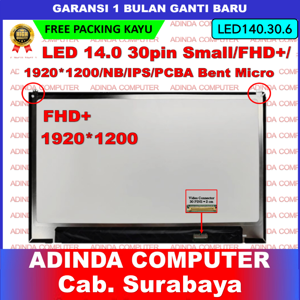 Jual LCD LED 14.0 14 Inch 30 Pin 30pin Small Full HD FHD IPS 1920*1200 ...