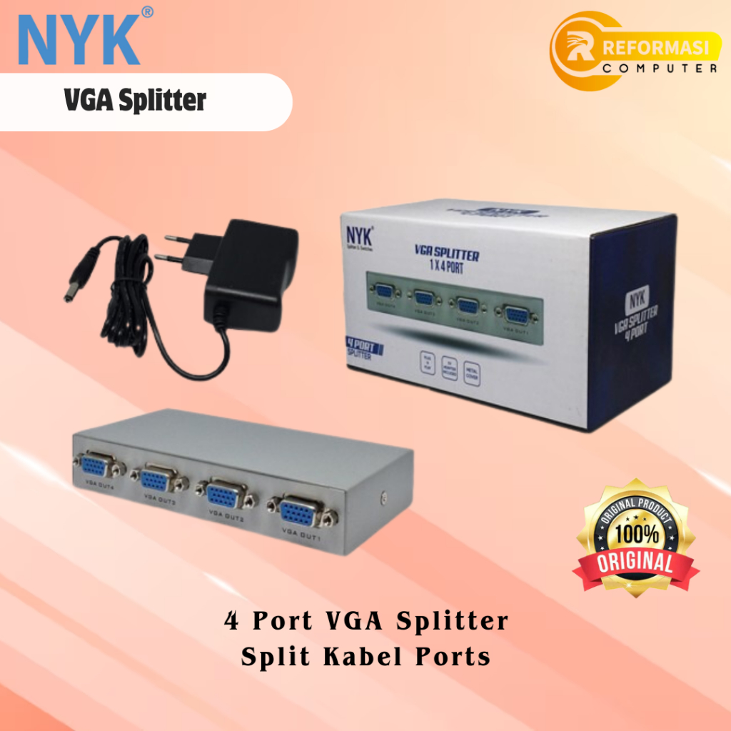 Jual Vga Spliter 4 Port Vga Splitter 4port 1-4 Port | Shopee Indonesia