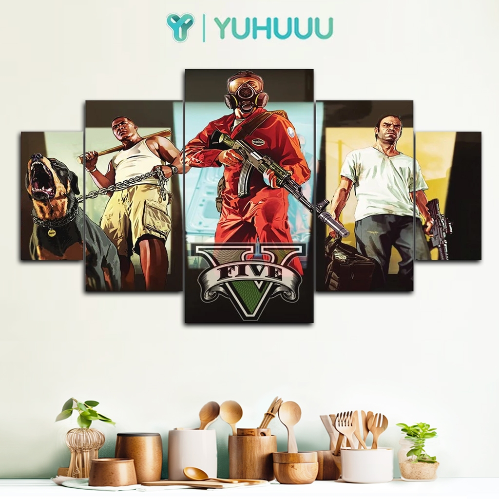 Jual YUHUUU Hiasan Dinding Kamar Poster Kayu GAME GTA V Wall decor ...