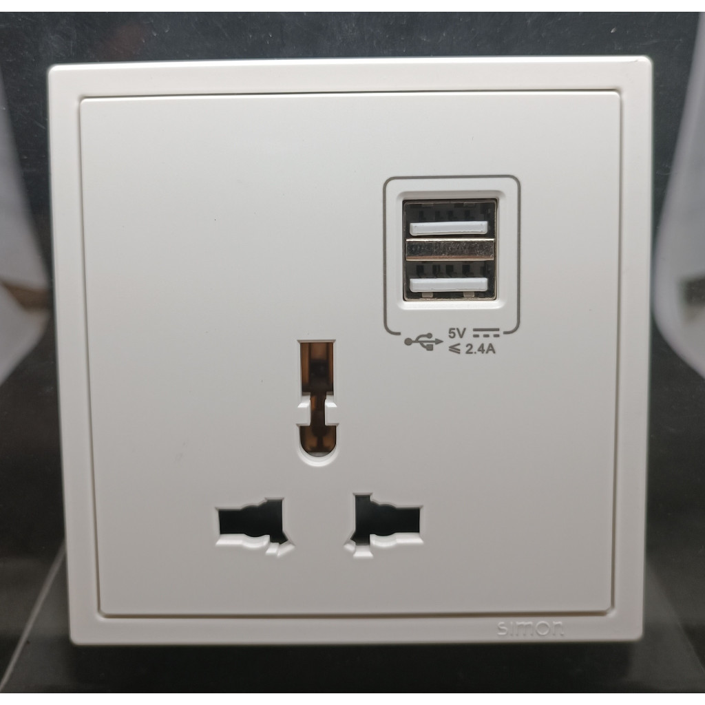 Jual SIMON I7 WHITE UNIVERSAL / MULTI SOCKET WITH USB CHARGERS / MULTI ...