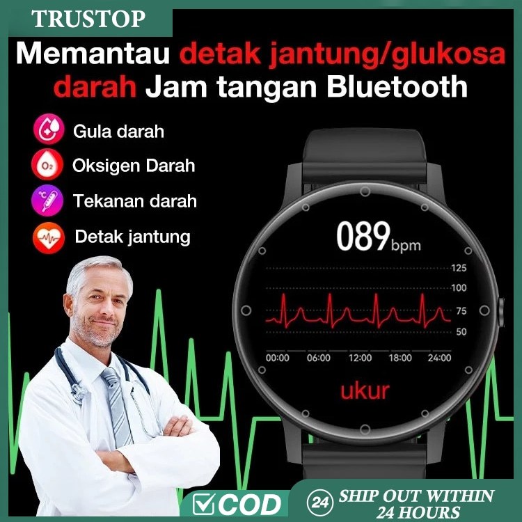 Jual HT Jam Tangan Kesehatan Smat watch Pria Wanita Health Medical Smart Watch Blood Sugar Blood Pressure Measurement Memantau detak jantung Bluetooth Shopee Indonesia