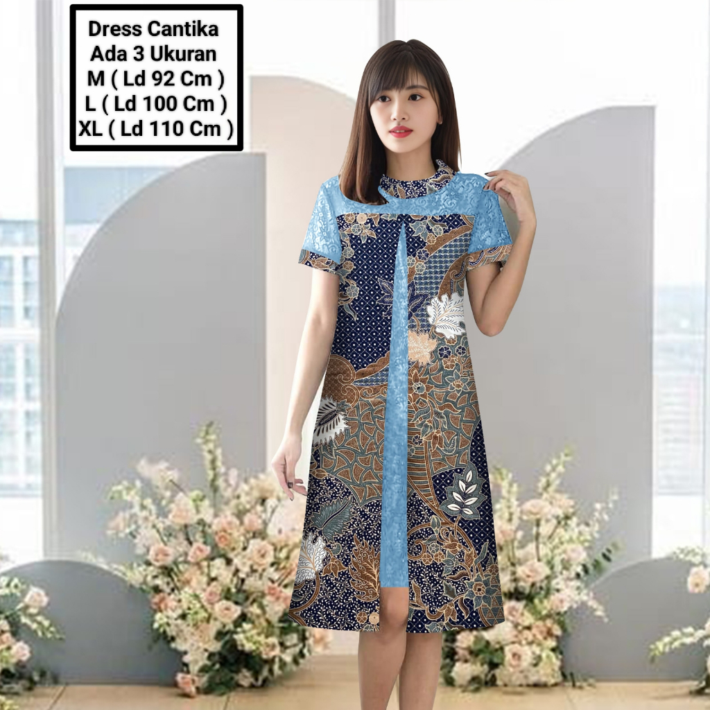 Jual Dress Wanita Dewasa Pesta Kondangan Dress Cantika Batik Gaun