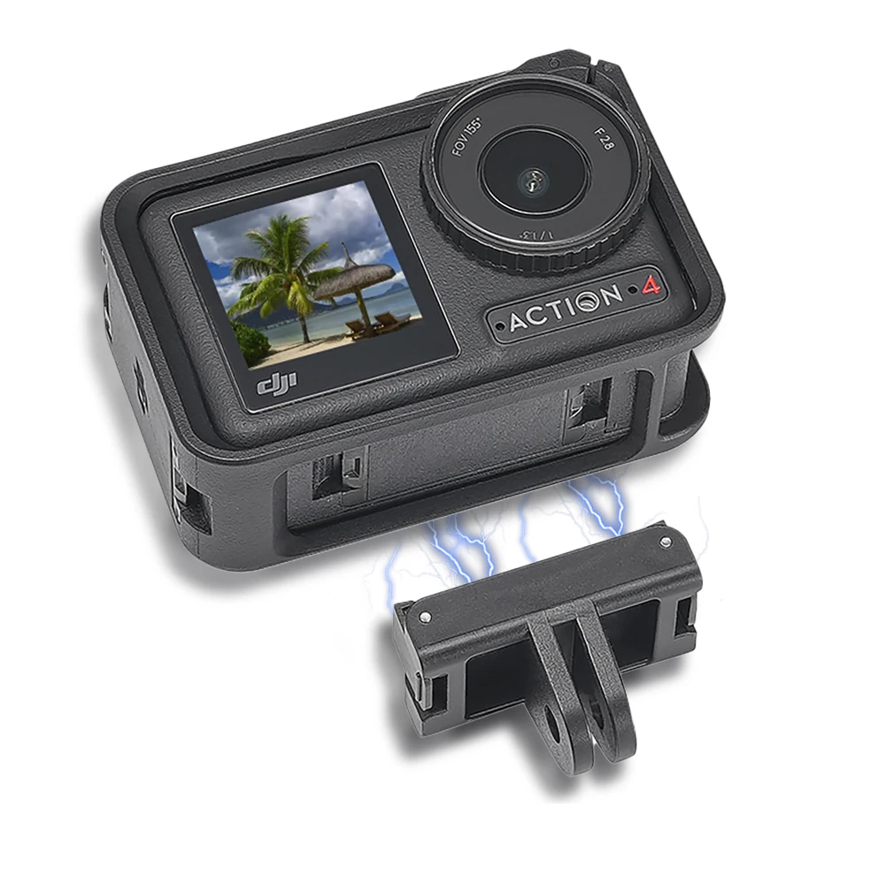Adaptateur Magnétique 1/4 Pour DJI Action 4/3/2 - Fixation Alu Double Pour Caméra D'action