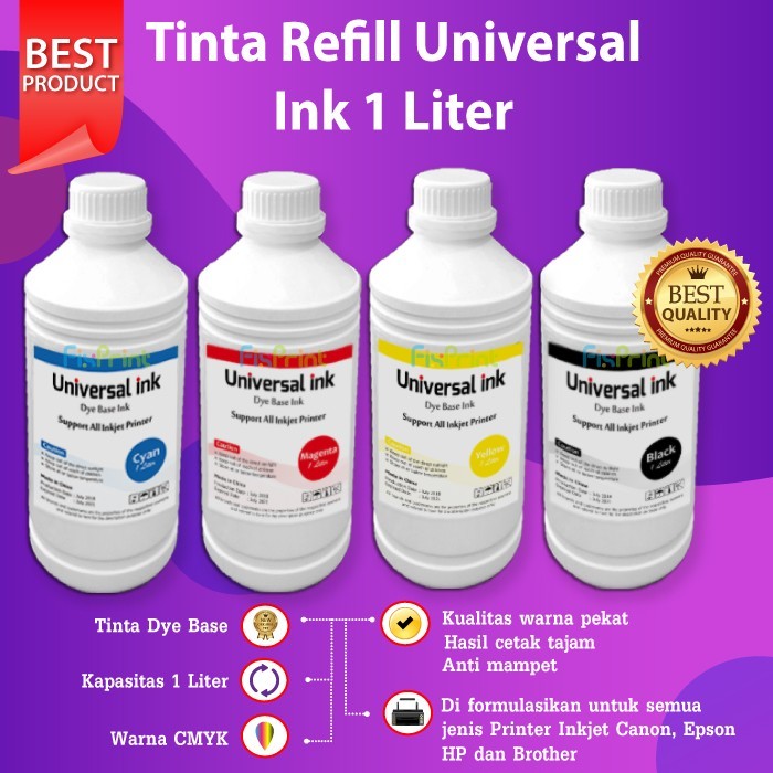 Jual Tinta Refill 1 Liter Universal Printer Inkjet Epson Canon Hp ...
