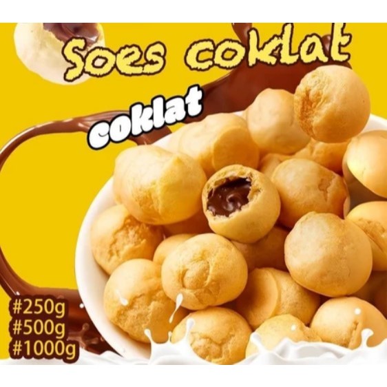 Jual COD Soes Coklat Cokelat 500g/1kg halal Kue Sus Kering Isi soes ...